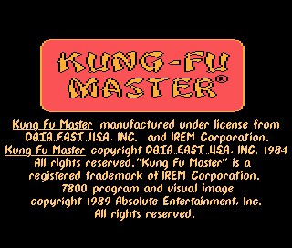 Kung-Fu Master title screen for Atari 7800